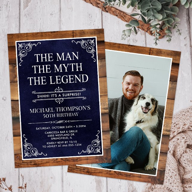 The Man The Myth The Legend Surprise 50th Birthday Invitation (Creator Uploaded)