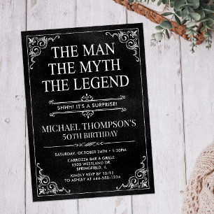 The Man The Myth The Legend Surprise 50th Birthday Invitation
