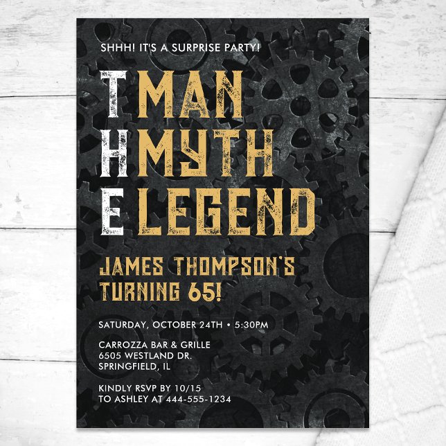 The Man The Myth The Legend Surprise 65th Birthday Invitation (Creator Uploaded)