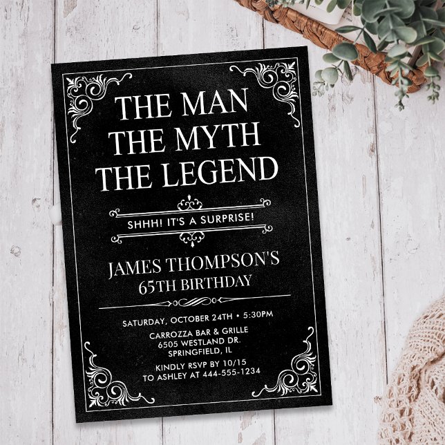 The Man The Myth The Legend Surprise 65th Birthday Invitation (Creator Uploaded)
