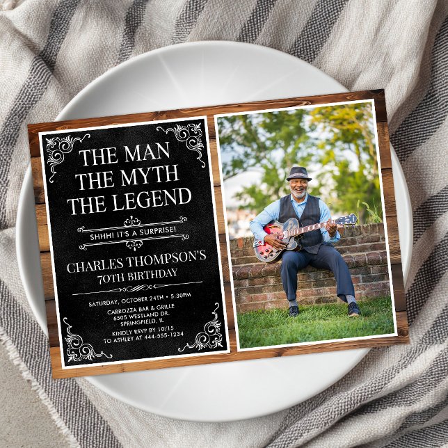 The Man The Myth The Legend Surprise 70th Birthday Invitation (Creator Uploaded)