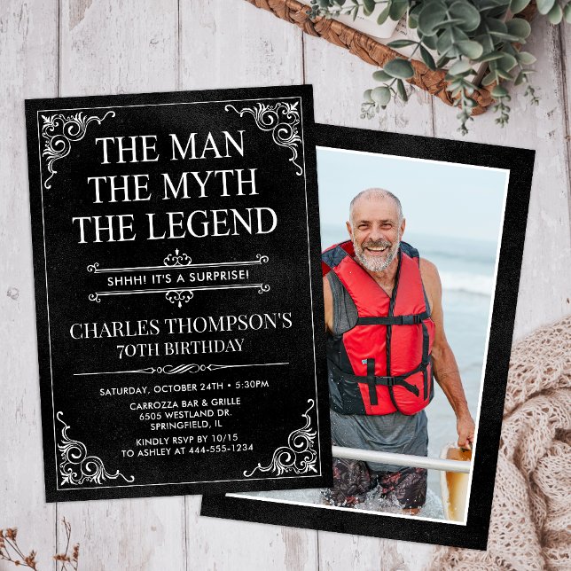 The Man The Myth The Legend Surprise 70th Birthday Invitation (Creator Uploaded)