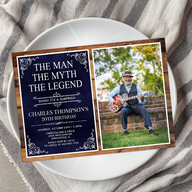 The Man The Myth The Legend Surprise 70th Birthday Invitation (Creator Uploaded)