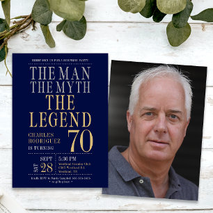 The Man The Myth The Legend Surprise 70th Birthday Invitation