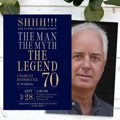 The Man The Myth The Legend Surprise 70th Birthday