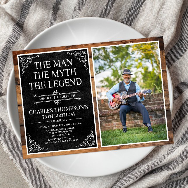 The Man The Myth The Legend Surprise 75th Birthday Invitation (Creator Uploaded)