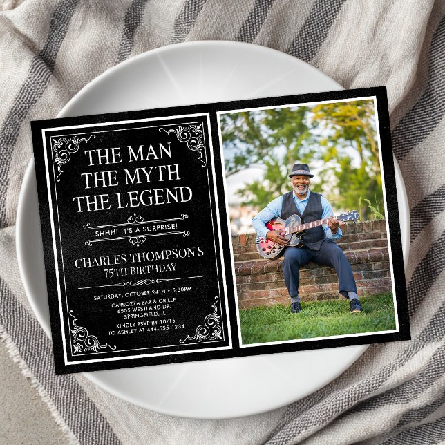 The Man The Myth The Legend Surprise 75th Birthday Invitation (Creator Uploaded)
