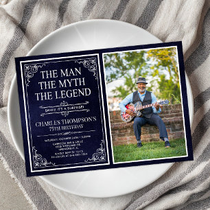 The Man The Myth The Legend Surprise 75th Birthday Invitation