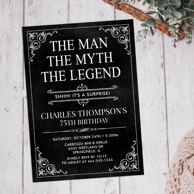 The Man The Myth The Legend Surprise 75th Birthday Invitation (Creator Uploaded)