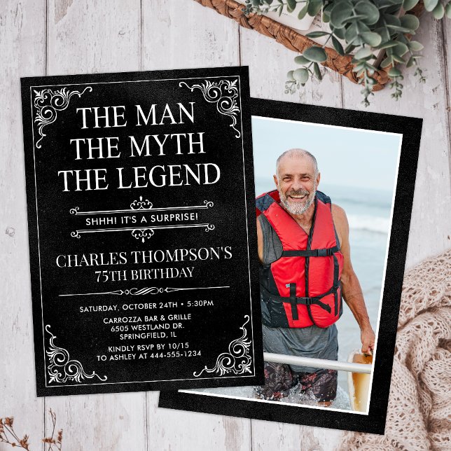 The Man The Myth The Legend Surprise 75th Birthday Invitation (Creator Uploaded)