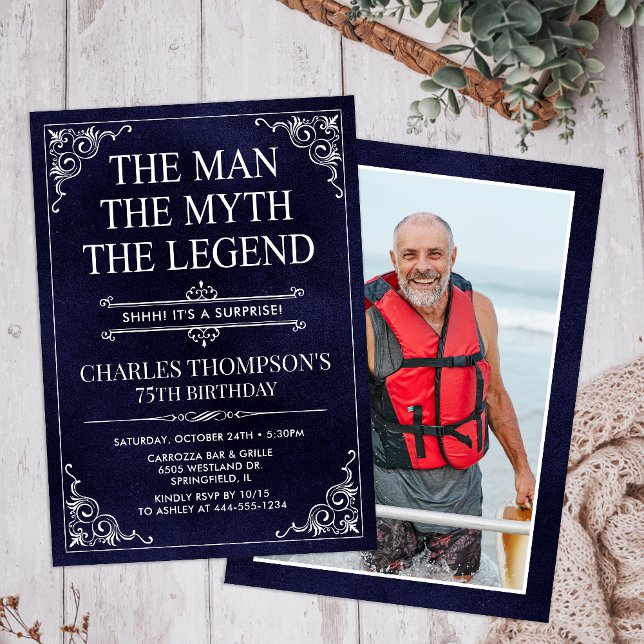 The Man The Myth The Legend Surprise 75th Birthday Invitation (Creator Uploaded)