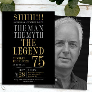 The Man The Myth The Legend Surprise 75th Birthday Invitation