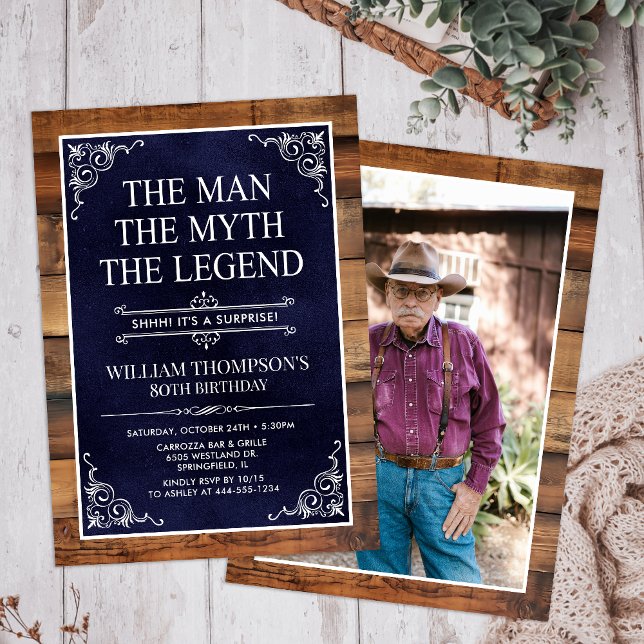 The Man The Myth The Legend Surprise 80th Birthday Invitation (Creator Uploaded)