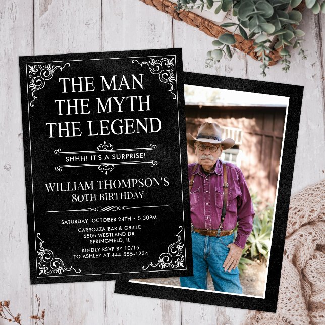 The Man The Myth The Legend Surprise 80th Birthday Invitation (Creator Uploaded)