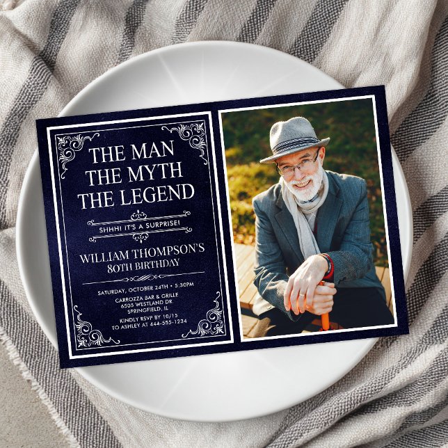 The Man The Myth The Legend Surprise 80th Birthday Invitation (Creator Uploaded)