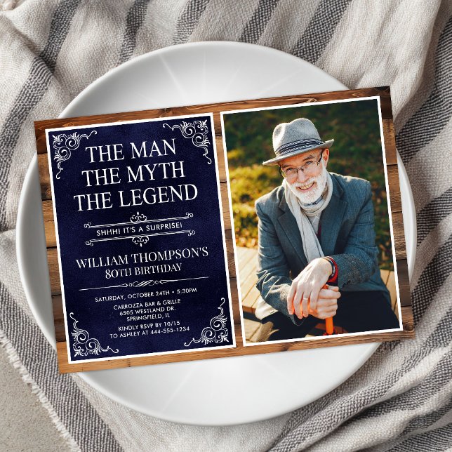 The Man The Myth The Legend Surprise 80th Birthday Invitation (Creator Uploaded)