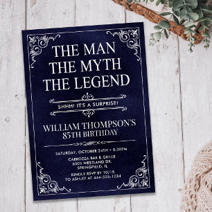 The Man The Myth The Legend Surprise 85th Birthday Invitation