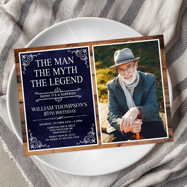 The Man The Myth The Legend Surprise 85th Birthday Invitation (Creator Uploaded)