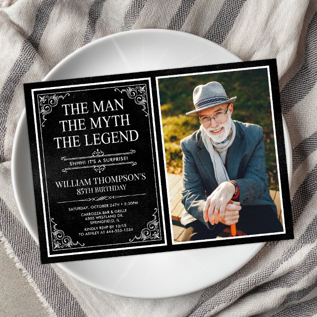 The Man The Myth The Legend Surprise 85th Birthday Invitation (Creator Uploaded)