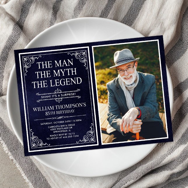 The Man The Myth The Legend Surprise 85th Birthday Invitation (Creator Uploaded)