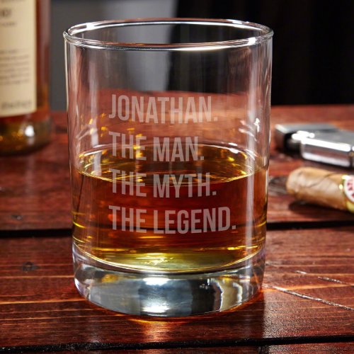 The Man The Myth The Legend Whiskey Rocks Glass