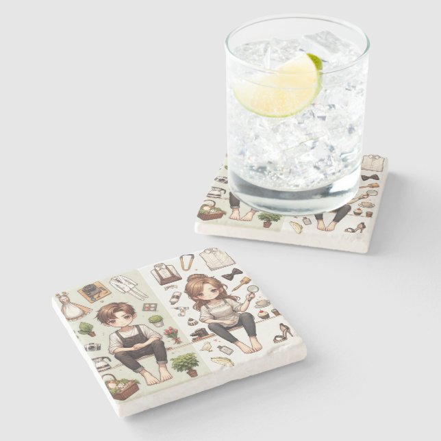The man, the woman ver.1 Stone Coaster (Side)
