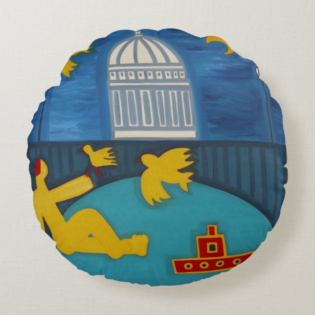 The Man Under the Bridge 2006 Round Pillow (Front)