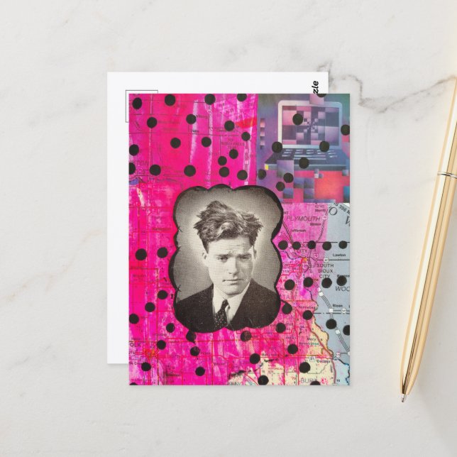 The Man With Bad Hair Collage Postcard (Front/Back In Situ)