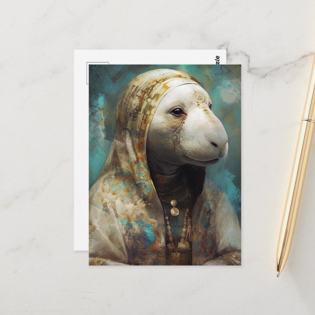 The Manatee in Robes Postcard (Front/Back In Situ)