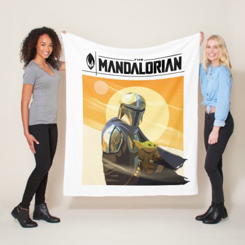 The Mandalorian and Child In Desert Illustration Fleece Blanket