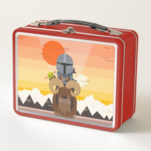 The Mandalorian and Child on Bantha Illustration Metal Lunch Box