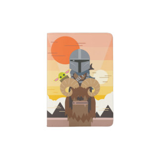 The Mandalorian and Child on Bantha Illustration Passport Holder