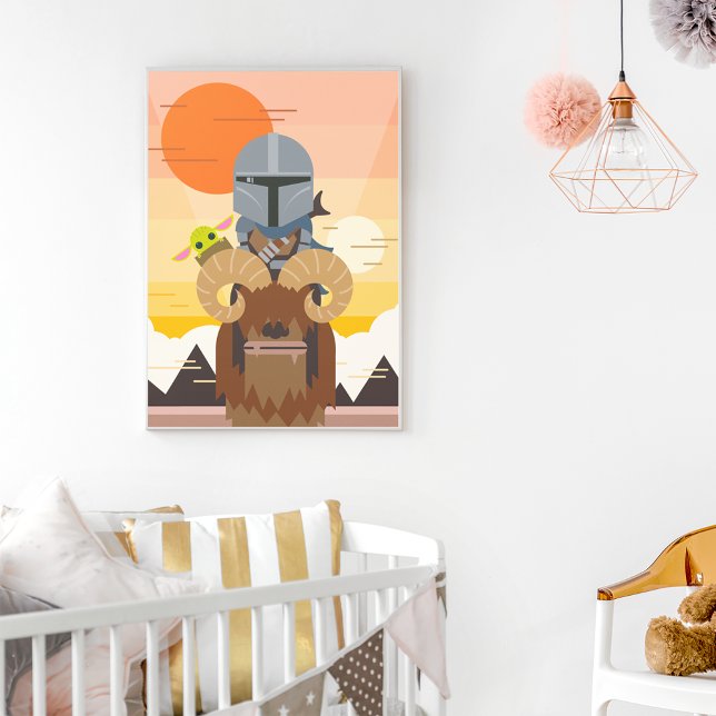 The Mandalorian and Child on Bantha Illustration Poster (Creator Uploaded)