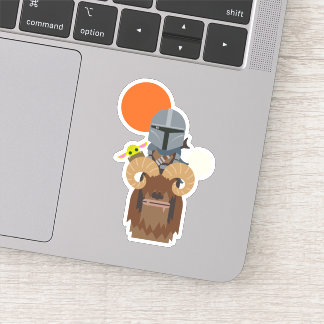 The Mandalorian and Child on Bantha Illustration Sticker