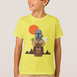 The Mandalorian and Child on Bantha Illustration T-Shirt