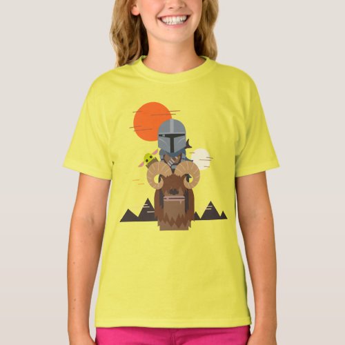 The Mandalorian and Child on Bantha Illustration T_Shirt