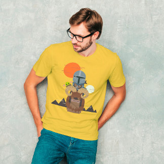 The Mandalorian and Child on Bantha Illustration T-Shirt