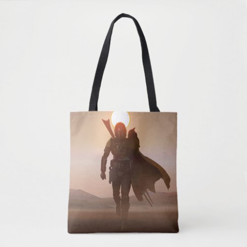 The Mandalorian and Grogu Walk Across Desert Tote Bag