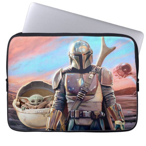 The Mandalorian And The Child At Sunset Laptop Sleeve