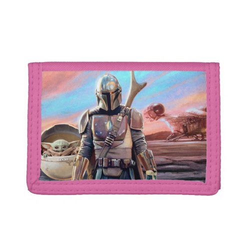 The Mandalorian And The Child At Sunset Trifold Wallet