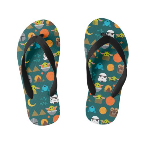 The Mandalorian and The Child Cute Travel Pattern Kids Flip Flops
