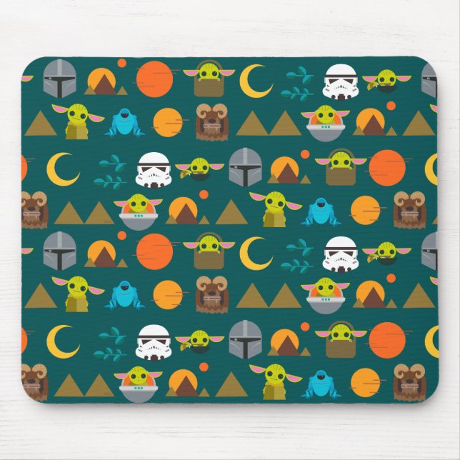 The Mandalorian and The Child Cute Travel Pattern Mouse Pad (Front)