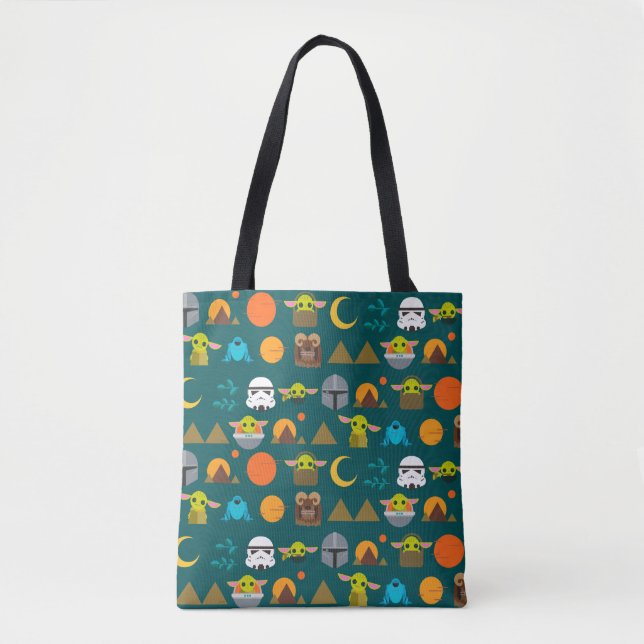 The Mandalorian and The Child Cute Travel Pattern Tote Bag (Front)