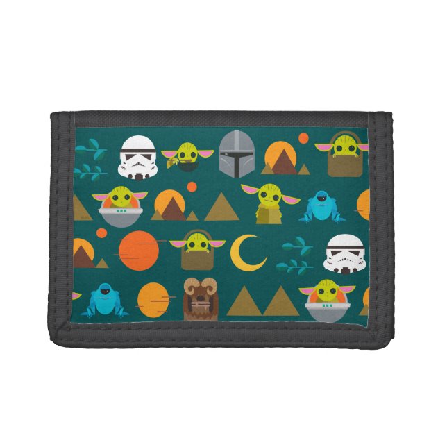 The Mandalorian and The Child Cute Travel Pattern Trifold Wallet (Front)