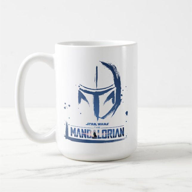 The Mandalorian Brush Stroke Helmet Logo Coffee Mug (Left)