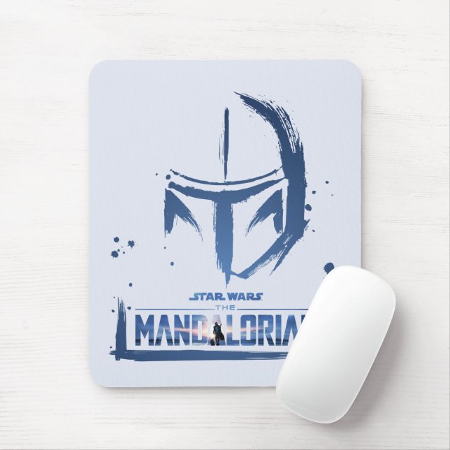 The Mandalorian Brush Stroke Helmet Logo Mouse Pad (With Mouse)