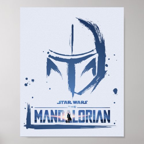 The Mandalorian Brush Stroke Helmet Logo Poster
