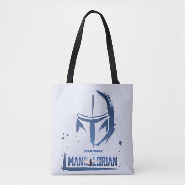 The Mandalorian Brush Stroke Helmet Logo Tote Bag (Front)