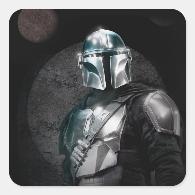 The Mandalorian Dark Planet Graphic Square Sticker (Front)