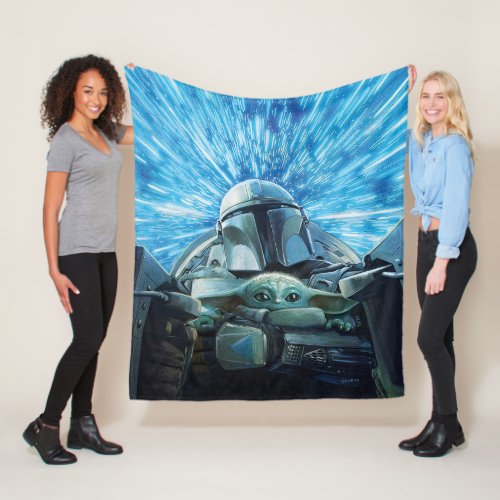 The Mandalorian  Grogu Hyperspace Illustration Fleece Blanket